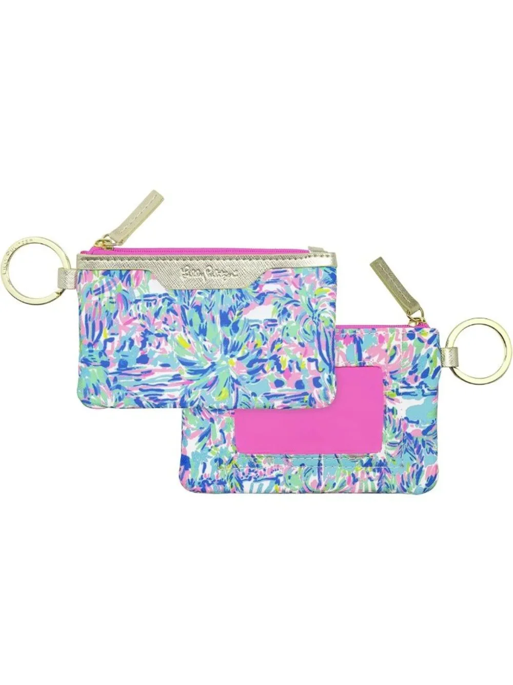 Chic Zip Card Case ID Wallet - Stylish Cabana Cocktail Design, Perfect for